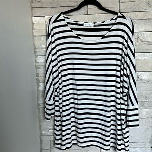 Women's Calvin Klein Striped Shirt with Gold zippered cuffs